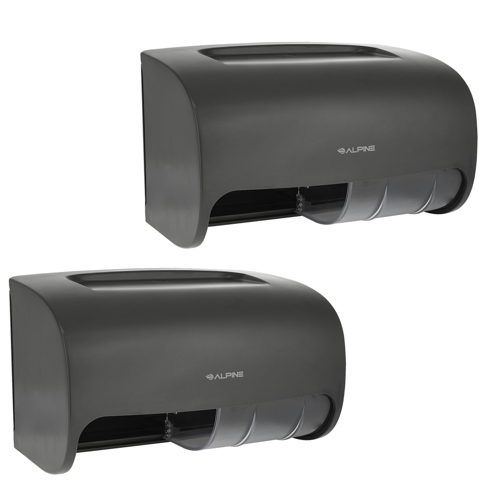 Alpine Double Roll Jumbo Toilet Paper Dispensers, 10-5/16inH x 6-5/16inW x 6-5/16inD, Gray, Pack Of 2 Dispensers MPN:ALP452-GRY-2PK