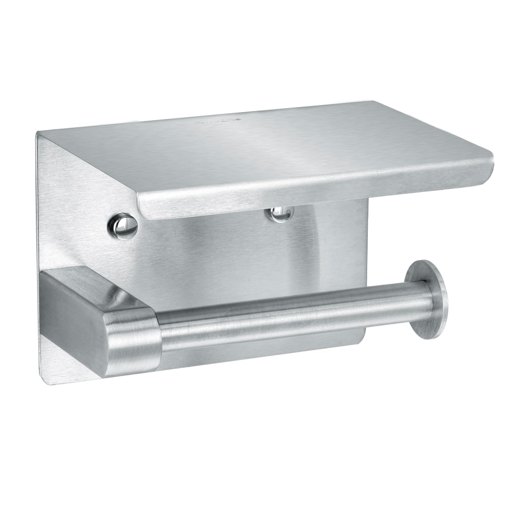 Alpine Single Toilet Paper Holders With Shelf Storage Racks, 3-15/16in x 5-1/2in x 3-13/16in, Silver, Pack Of 2 Holders MPN:ALP487-1-B-2