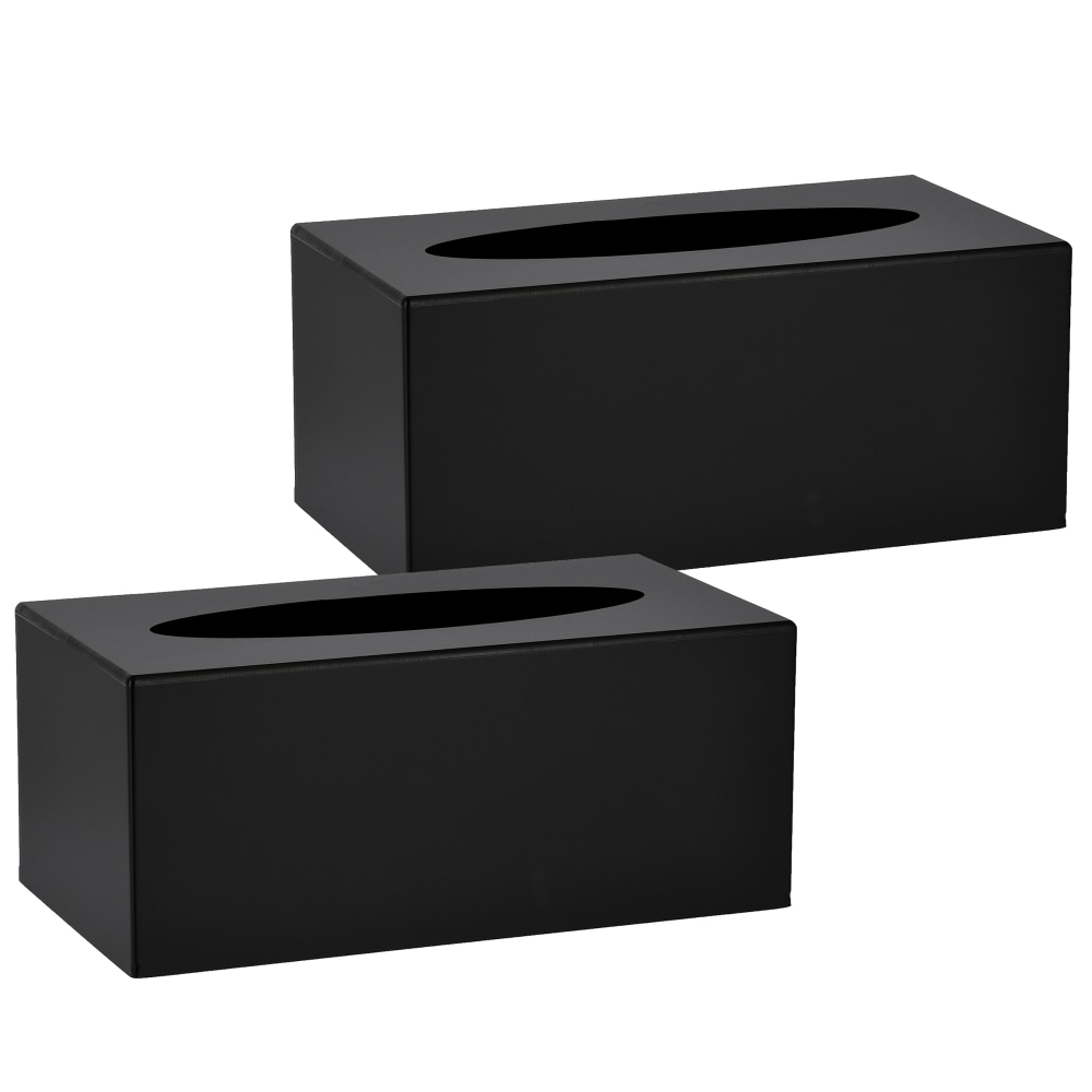Alpine Acrylic Tissue Box Covers, 4in x 9-2/5in x 5-1/4in, Black, Pack Of 2 Covers MPN:ALP408-BLK-2PK