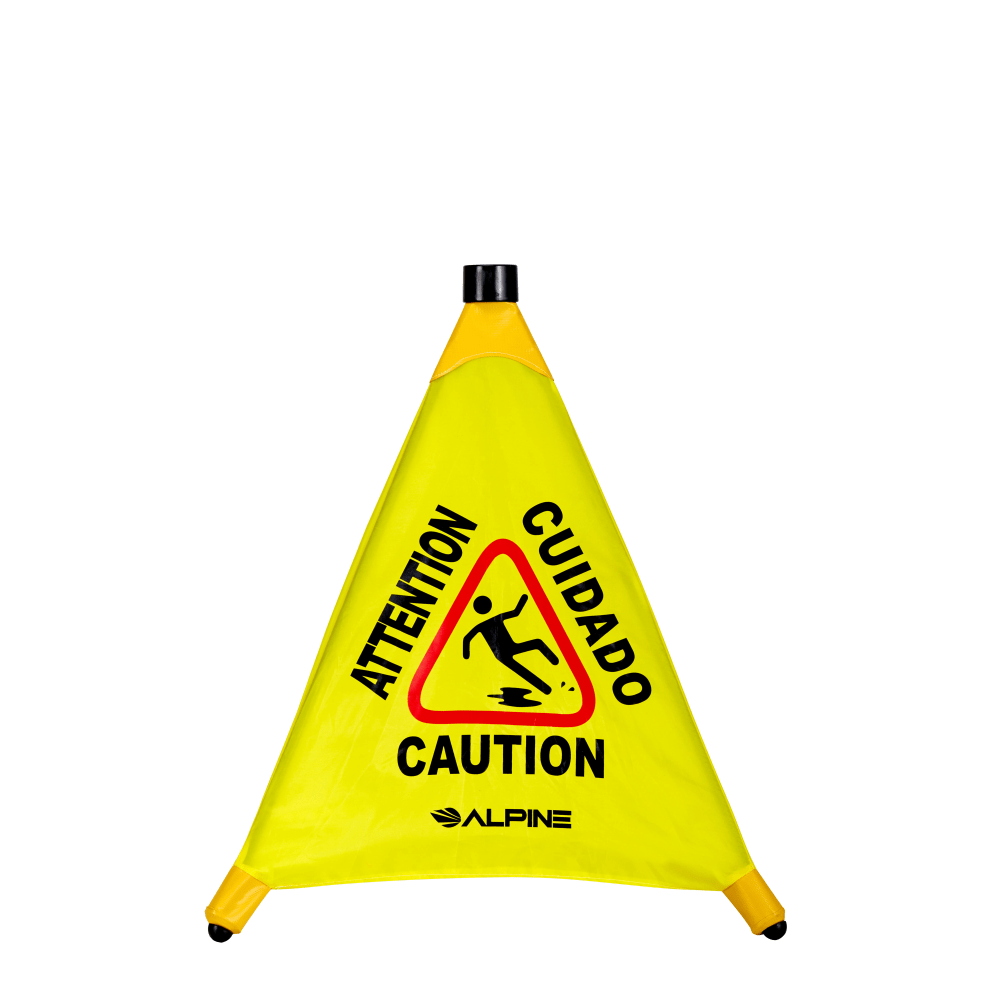 Alpine Industries Multi-Lingual Pop-Up Wet Floor Sign, 22-1/4in x 22-1/4in, Yellow MPN:498-20