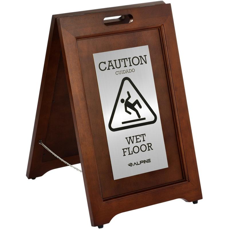 Alpine 2-Sided Bilingual Wet Floor Sign, 24in, Gray MPN:499-SSB