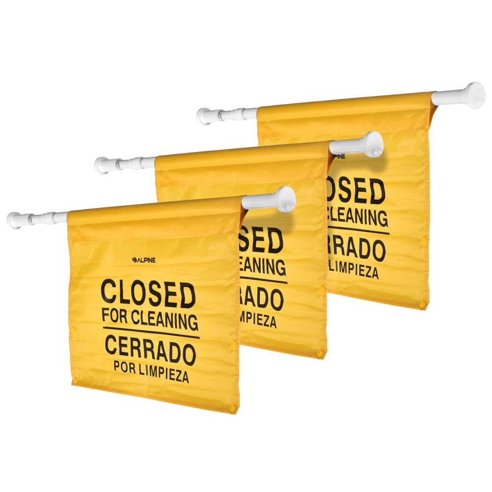 Alpine Safety Hanging Signs, Adjustable, 12-1/2in x 30-1/8in, Yellow, Pack Of 3 Signs MPN:ALP498-HAN-3PK