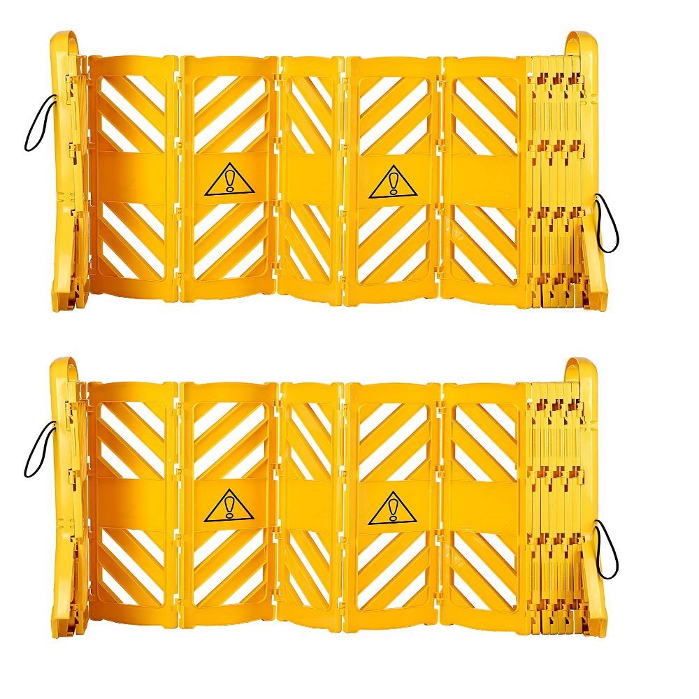 Alpine Industries Expandable Portable Fence Barrier Safety Barricades, 13ft, Yellow, Pack Of 2 Barricades MPN:ALP499-BAR-2PK