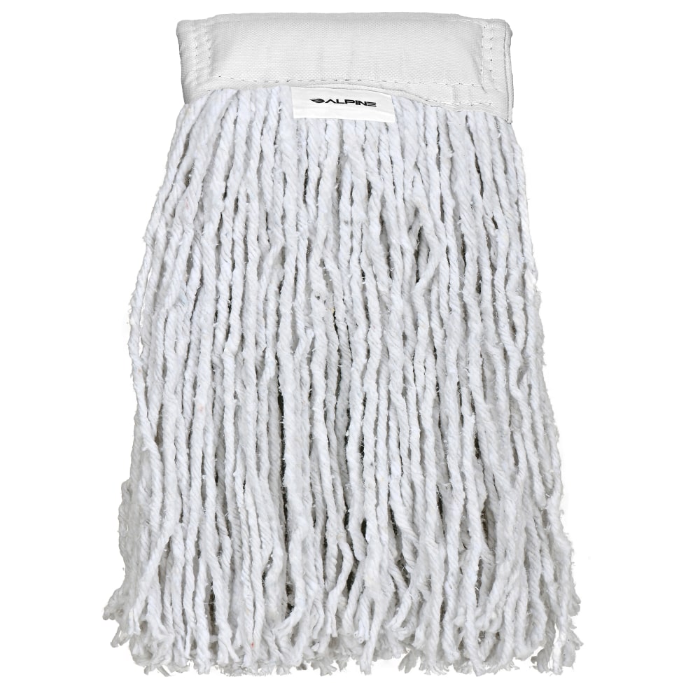 Alpine Industries Cotton Cut-End Mop Heads With 5in Bands, 24 Oz, White, Set Of 12 Heads MPN:ALP300-02-5W-12PK