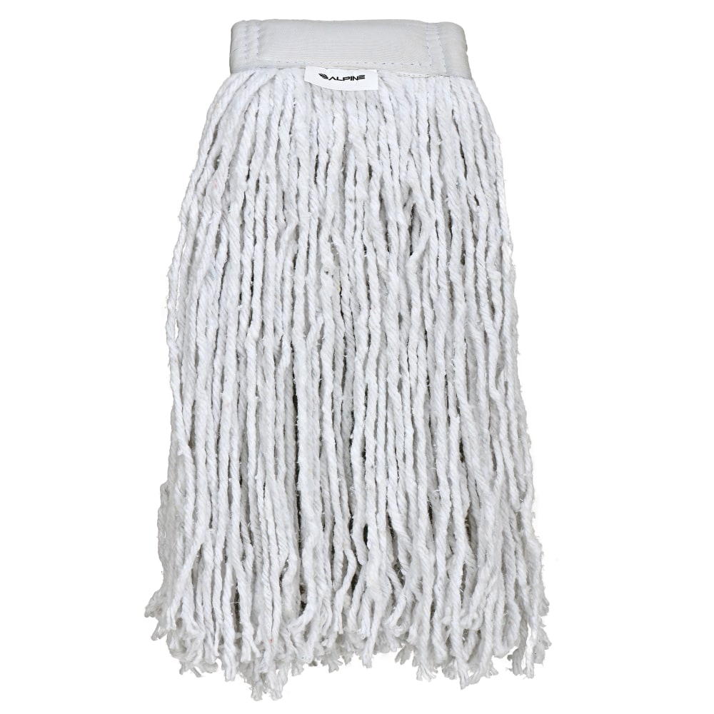 Alpine Industries Cotton Cut-End Mop Heads With 5in Bands, 32 Oz, White, Set Of 12 Heads MPN:ALP300-03-5W-12PK