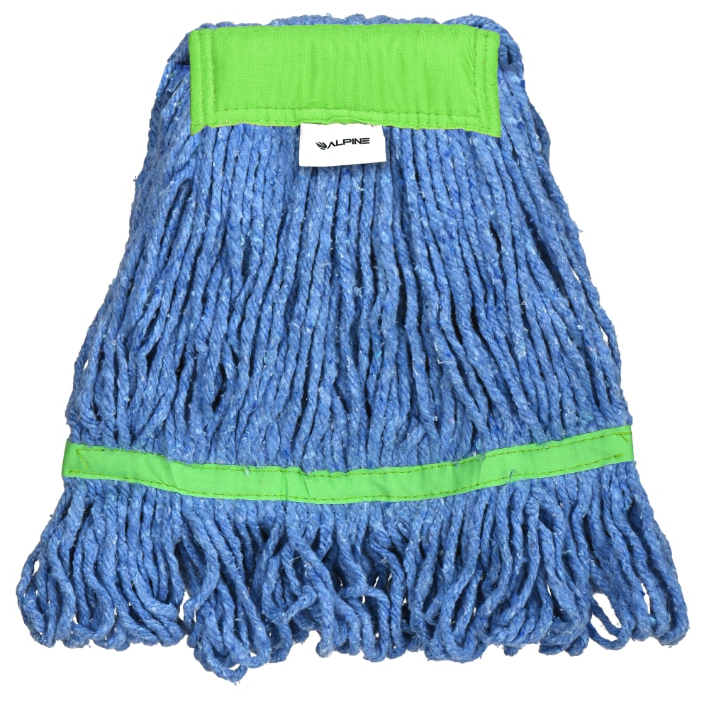 Alpine Industries Cotton Loop-End Mop Heads With 5in Head And Tail Bands, 24 Oz, Blue/Green, Set Of 12 Heads MPN:ALP302-02-5G-12PK