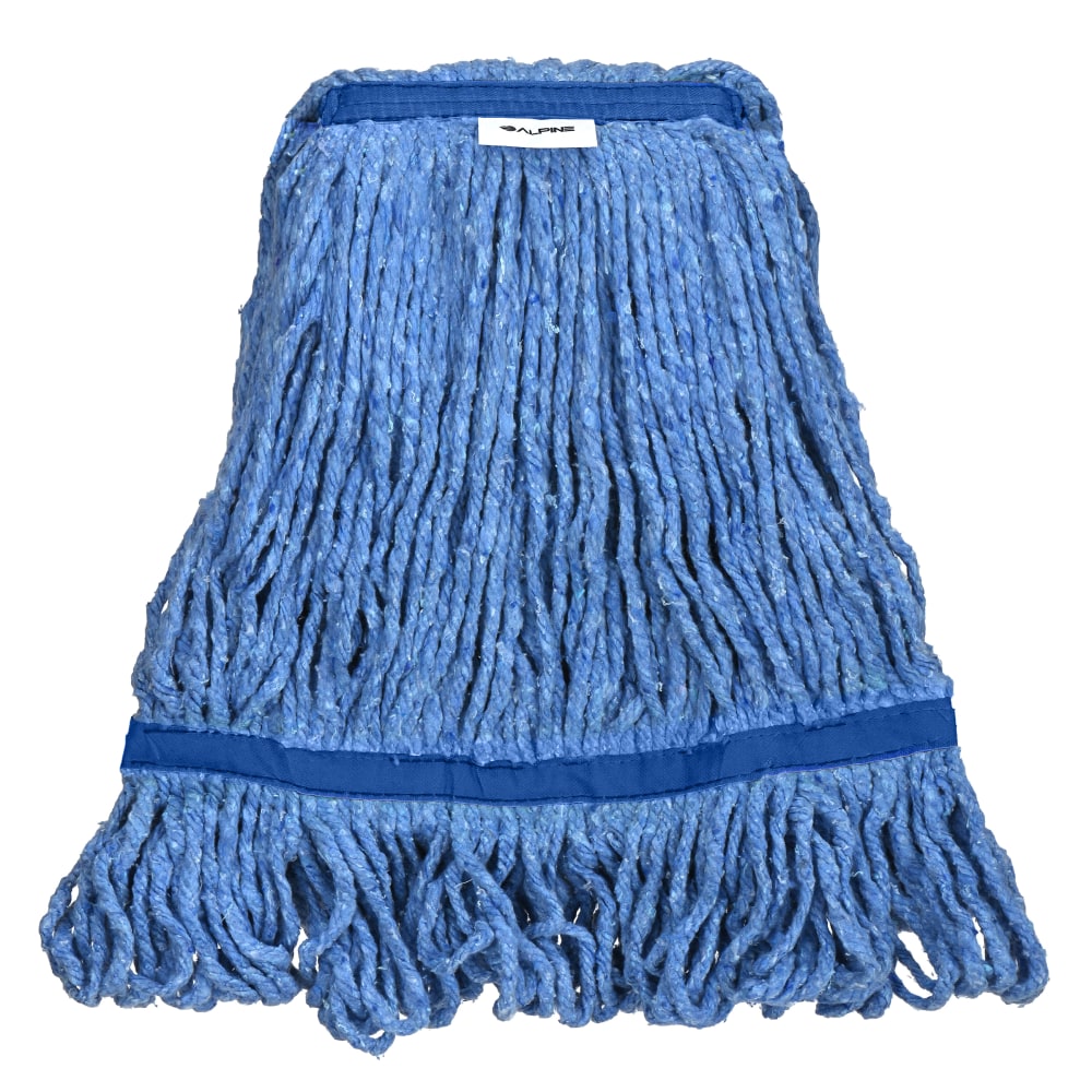 Alpine Industries Cotton Loop-End Mop Heads With 1in Head And Tail Bands, 32 Oz, Blue, Set Of 12 Heads MPN:ALP302-03-1B-12PK