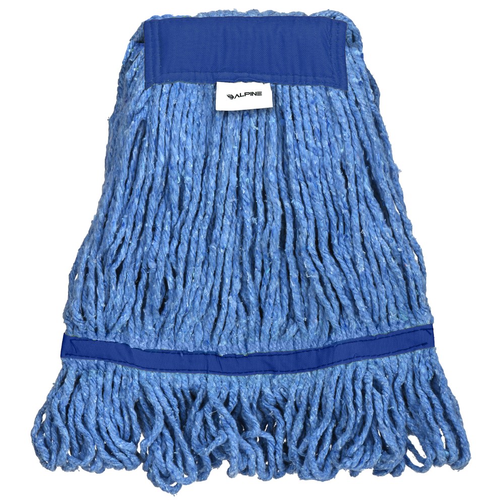 Alpine Industries Cotton Loop-End Mop Heads With 5in Head And Tail Bands, 32 Oz, Blue, Set Of 12 Heads MPN:ALP302-03-5B-12PK