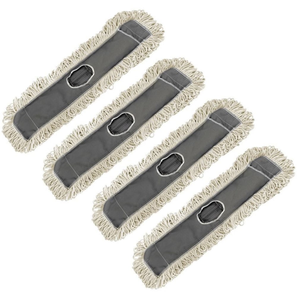 Alpine Industries 24in Cotton Dry Dust Mop Replacement Heads, Gray, Pack Of 4 Heads MPN:ALP434-24-2-2PK