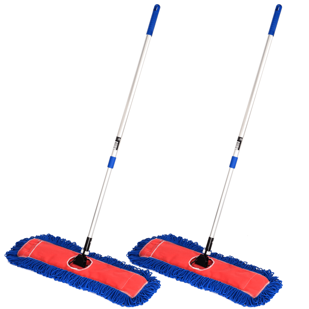 Alpine Microfiber Floor Dust/Dry Mop Sets, 24in, Silver/Blue, Pack Of 2 Mop Sets MPN:ALP435-24-2PK