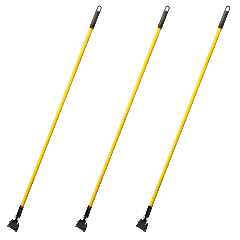 Alpine Fiberglass Dust Mop Handles, 60in, Black/Yellow, Pack of 3 Handles MPN:ALP444-4-3PK