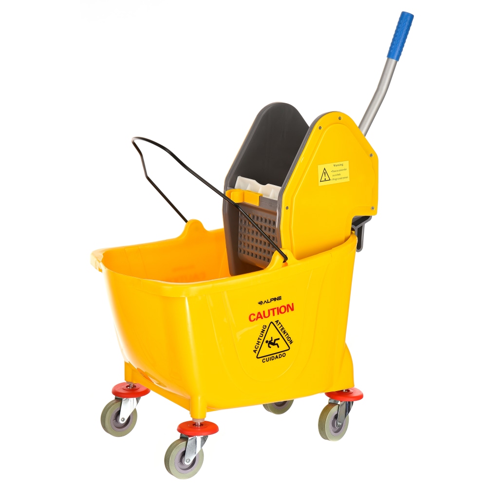 Alpine Mop Bucket With Down-Press Wringer, 36 Qt, 35inH x 15inW x 25inD, Yellow MPN:ALP462-1