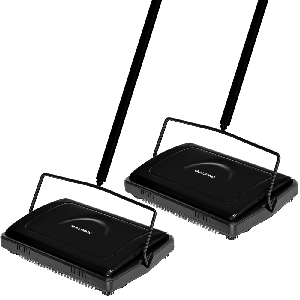 Alpine Manual Triple Brush Floor And Carpet Sweepers, Black, Pack Of 2 Sweepers MPN:ALP469-BLK-2PK