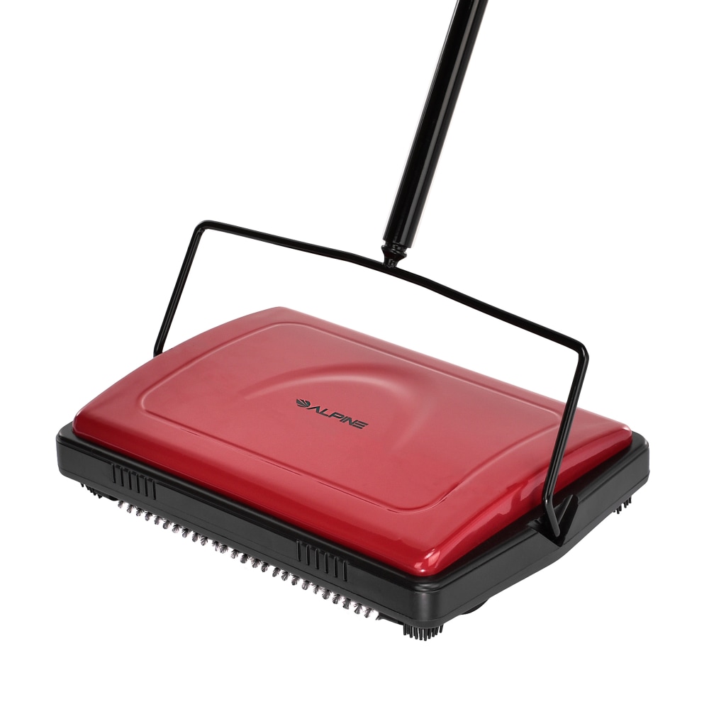 Alpine Industries Manual Triple-Brush Floor And Carpet Sweeper, 42-1/2inH x 11-1/16inW x 7-15/16inD, Red MPN:ALP469-RED-NEW