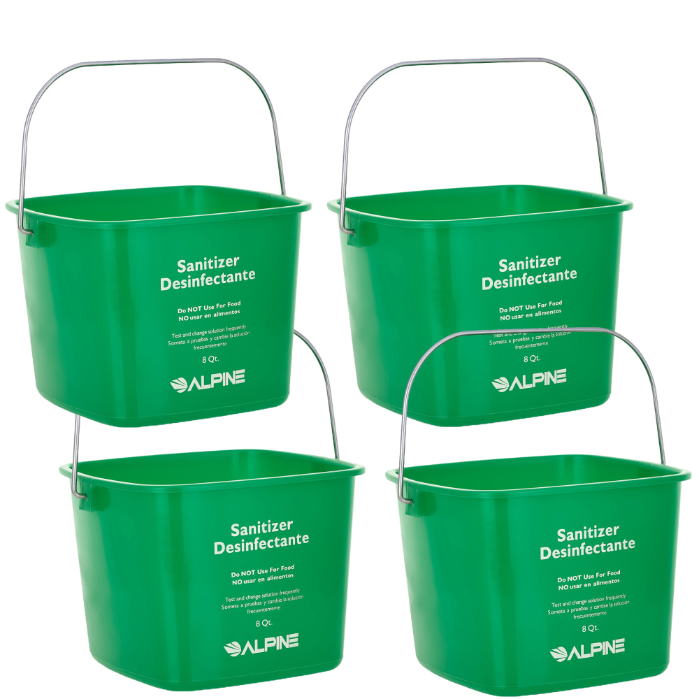 Alpine Cleaning Buckets, 8 Qt, Green, Pack Of 4 Buckets MPN:ALP486-8-GRN-4PK