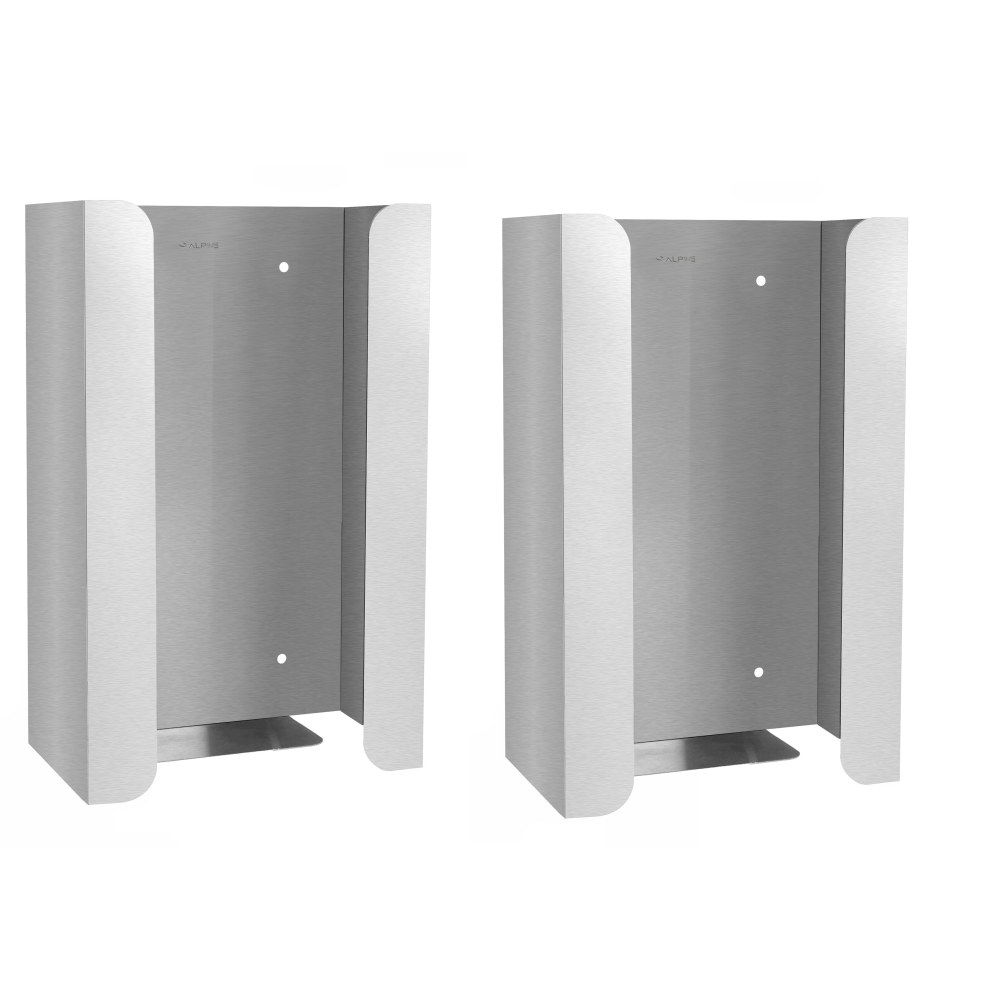 Alpine Single Glove Box Holders, 10-1/16inH x 6-5/16inW x 3-13/16inD, Silver, Pack Of 2 Holders MPN:ALP485-01-2PK