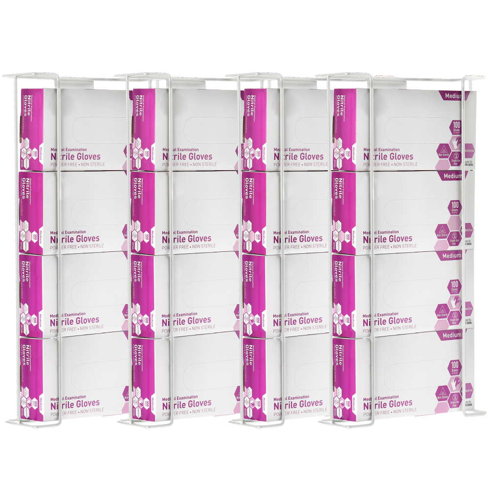 Alpine Triple-Box Wire Glove Dispensers, 15inH x 10-3/4inW x 3-13/16inD, White, Pack Of 4 Dispensers MPN:ALP485-04-WHI-4PK