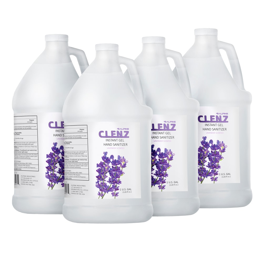 Alpine Industries Commercial Gel Hand Sanitizer, Lavender Scent, 1 Gallon (128 Oz), 4 Pack MPN:C-4