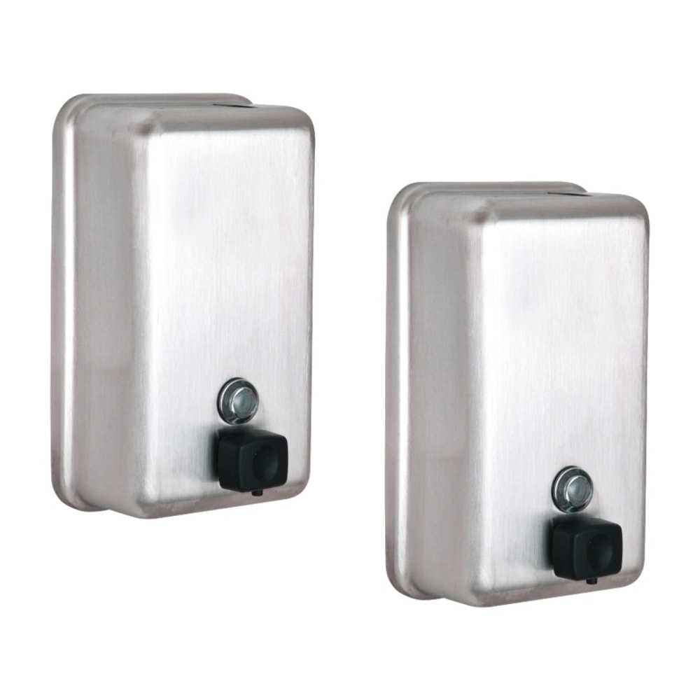 Alpine Industries 1200 mL Vertical Manual Surface-Mounted Stainless Steel Liquid Soap Dispensers, Silver, Pack Of 2 Dispensers MPN:ALP423-SSB-2PK