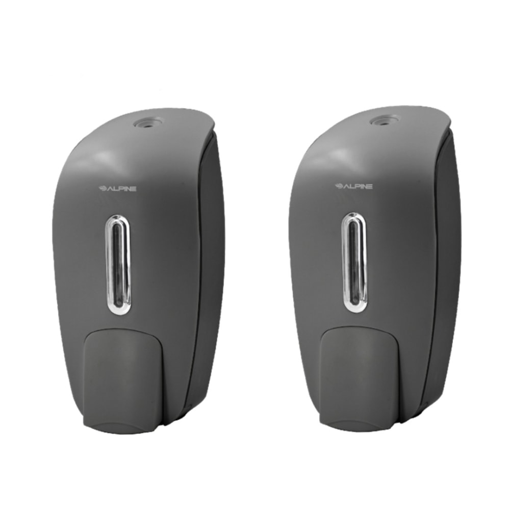 Alpine Wall-Mounted Hand Soap Dispensers, 9-5/8inH x 4-5/8inW x 4-1/8inD, Gray, Pack Of 2 Dispensers MPN:ALP425-GRY-2PK