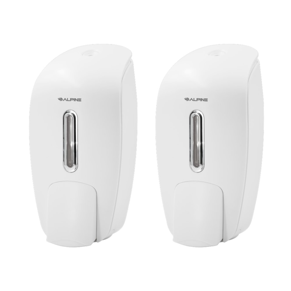 Alpine Wall-Mounted Hand Soap Dispensers, 9-5/8inH x 4-5/8inW x 4-1/8inD, White, Pack Of 2 Dispensers MPN:ALP425-WHI-2PK