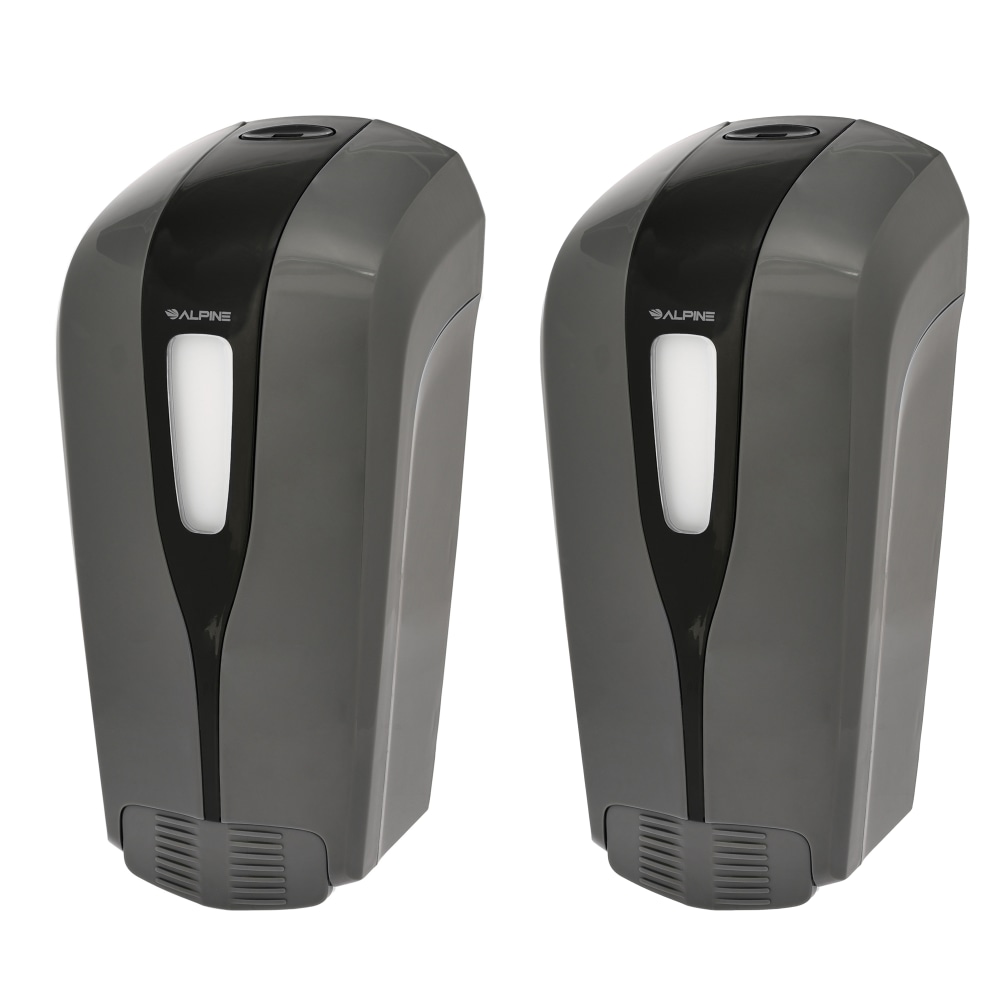 Alpine Aspen Commercial Refillable Manual Liquid Soap Dispensers, 8-3/4inH x 4-1/4inW x 3-1/4inD, Gray, Pack Of 2 Dispensers MPN:ALP427-L-GRY-2PK