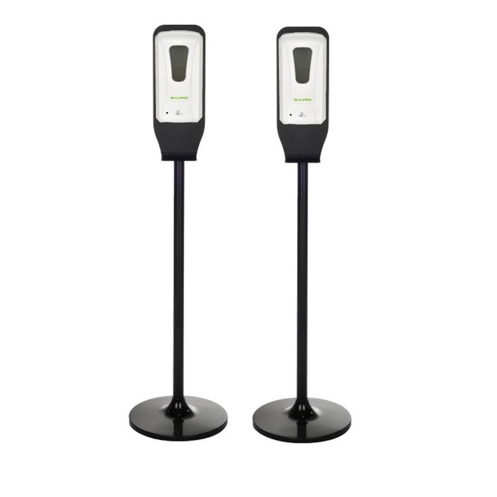 Alpine Industries 1200 mL Wall Mount Automatic Foam Hand Sanitizer Soap Dispensers With Floor Stands, White, Pack Of 2 Dispensers MPN:ALP430-F-S-2PK