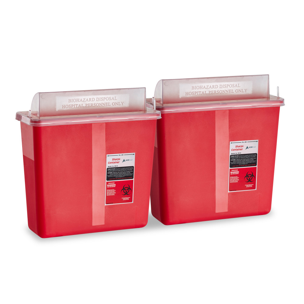 Alpine AdirMed Sharps Containers, 5-Quart, Red, Pack Of 2 Containers MPN:ADI998-02-02