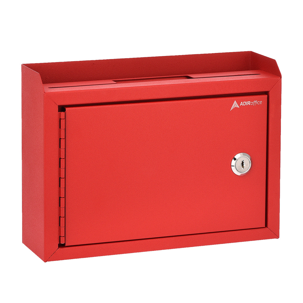 Alpine AdirOffice Medium Size Steel Multi-Purpose Suggestion Drop Box, 7-1/2inH x 9-13/16inW, 3-7/16inD, Red MPN:ADI631-02-RED