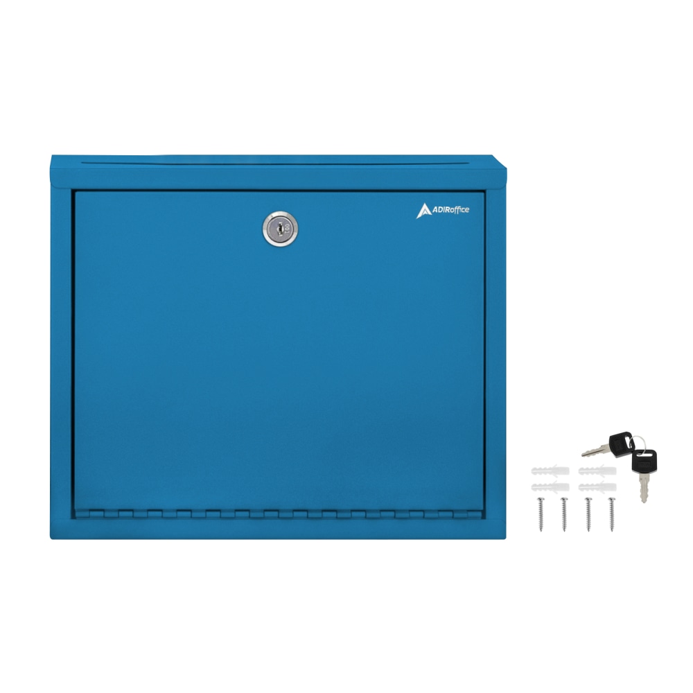 Alpine AdirOffice Large Size Steel Multi-Purpose Drop Box, 10inH x 12inW x 3inD, Blue MPN:ADI631-03-BLU