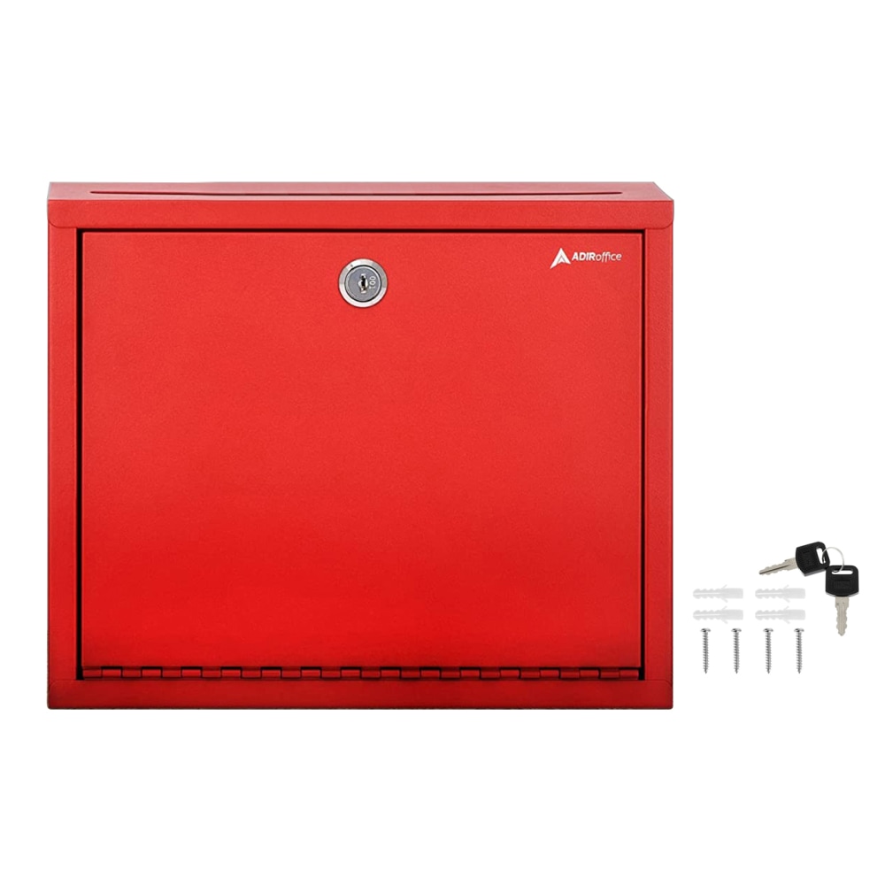 Alpine AdirOffice Large Size Steel Multi-Purpose Drop Box, 10inH x 12inW x 3inD, Red MPN:ADI631-03-RED