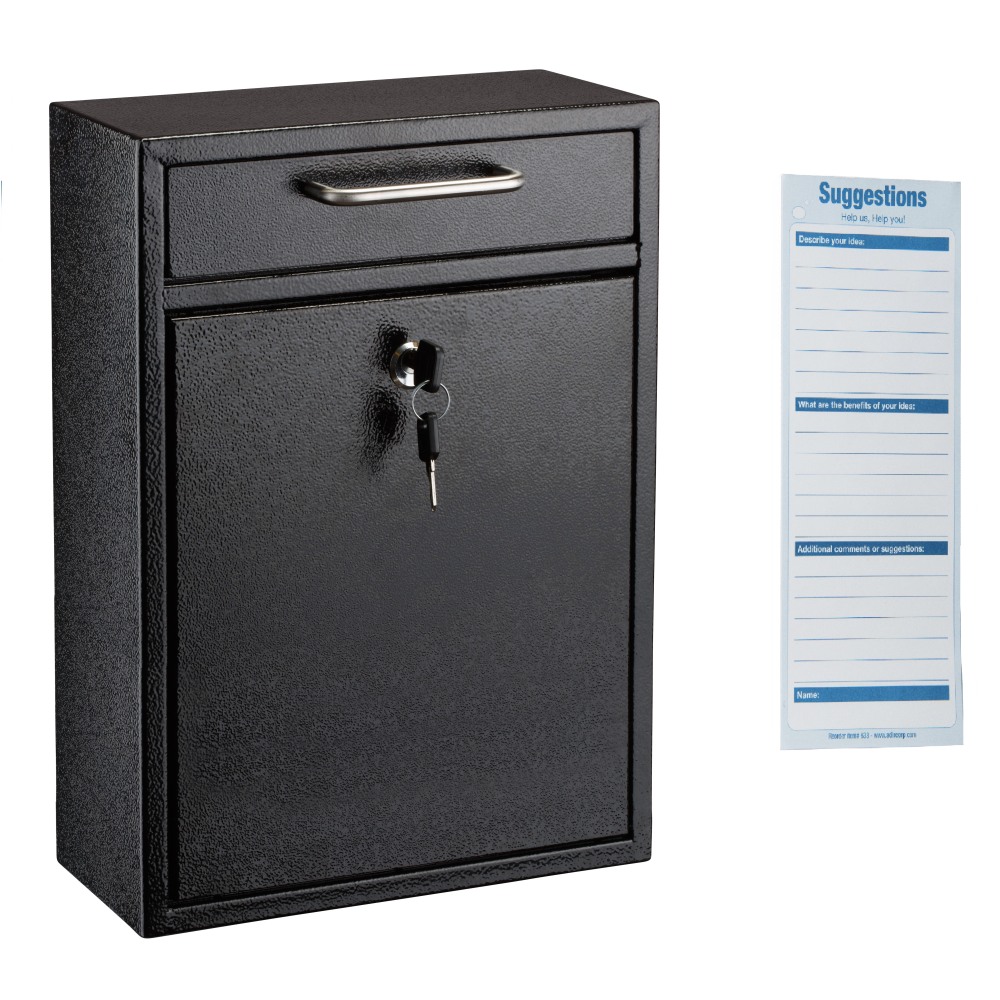 Alpine AdirOffice Large Ultimate Steel Wall Mounted Drop Box Mailbox, 16-1/4inH x 11-1/4inW x 4-3/4inD, Black MPN:ADI631-04-BLK-PKG