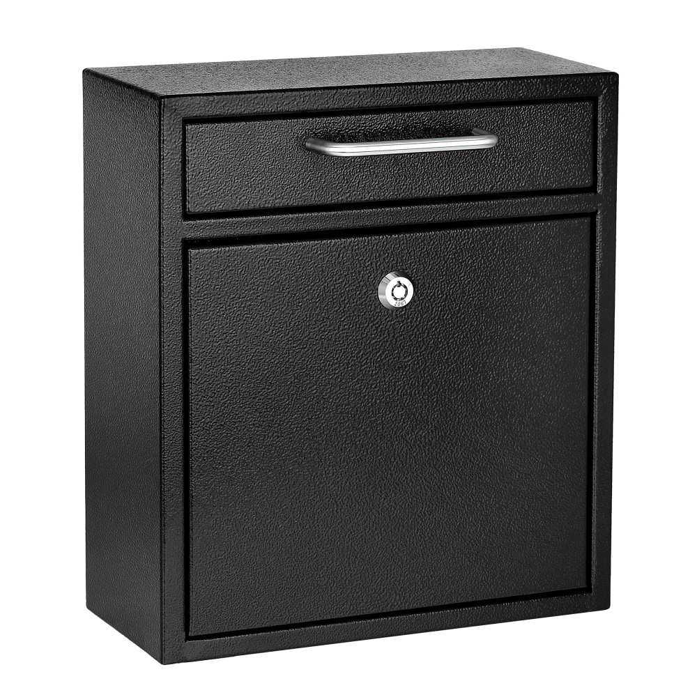 Alpine AdirOffice Medium Mail Wall Mount Drop Box With High Security Key Locking System, 12 H x 10 7/16 W x 4 1/2 D, Black MPN:ADI631-05-BLK