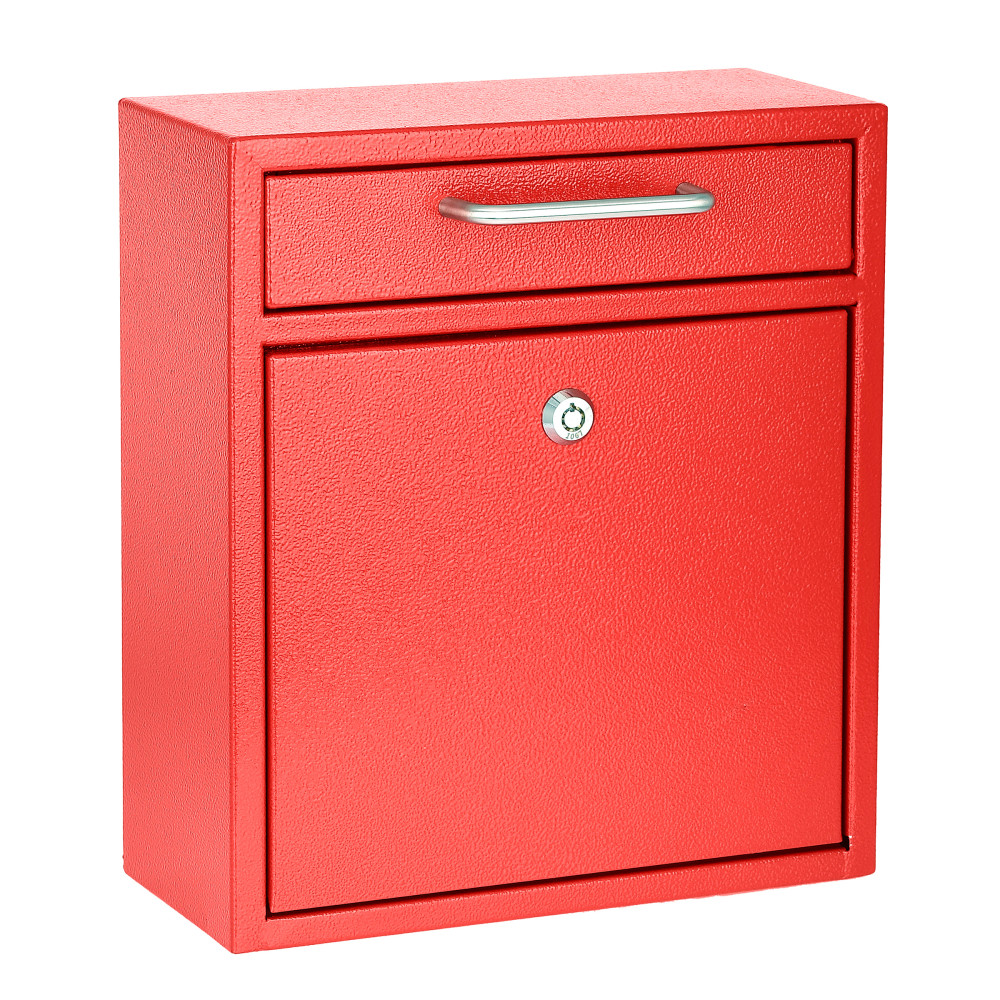Alpine AdirOffice Medium Mail Wall Mount Drop Box With High Security Key Locking System, 12 H x 10 7/16 W x 4 1/2 D, Red MPN:ADI631-05-RED