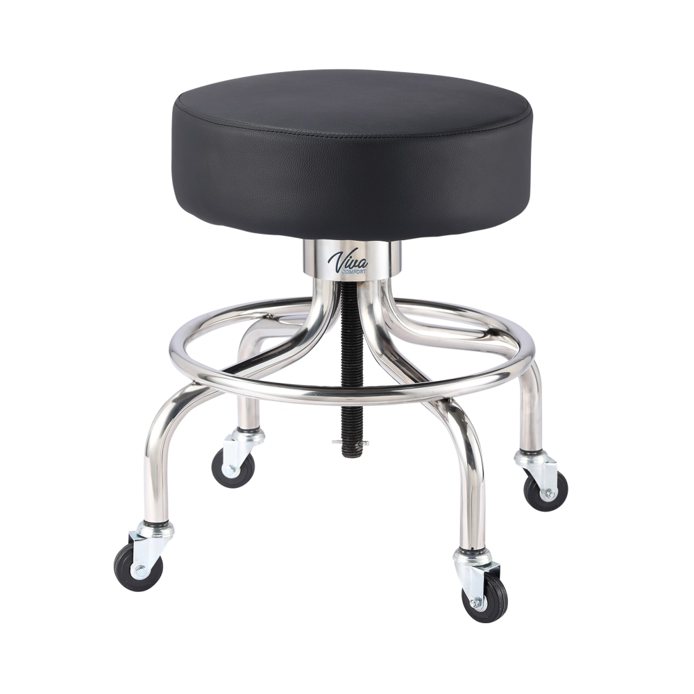 Alpine VivaComfort Height-Adjustable Exam Stool With Circular Foot Ring, Black/Silver MPN:ADI910-02-BLK