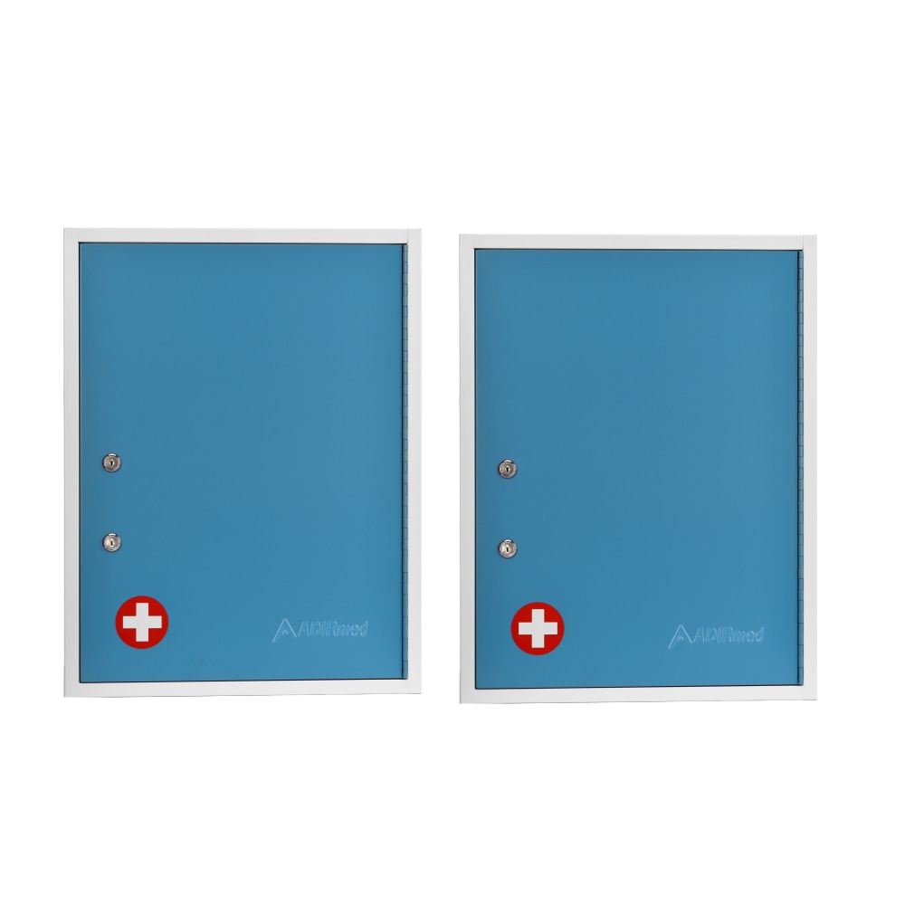 Alpine AdirMed Large Dual Lock Surface-Mount Medical Security Cabinets, 21inH x 16inW x 6inD, Blue, Pack Of 2 Cabinets MPN:ADI999-04-BLU-2PK