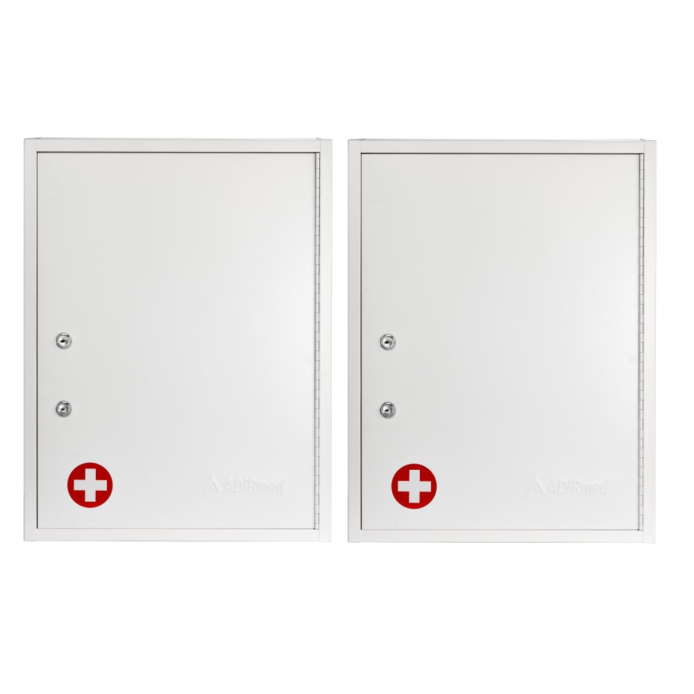 Alpine AdirMed Large Dual Lock Surface-Mount Medical Security Cabinets, 21inH x 16inW x 6inD, White, Pack Of 2 Cabinets MPN:ADI999-04-WHI-2PK