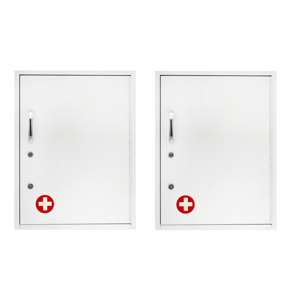 Alpine AdirMed Dual Lock Surface-Mount Medical Security Cabinets, 21inH x 16inW x 6inD, White, Pack Of 2 Cabinets MPN:ADI999-06-WHI-2PK