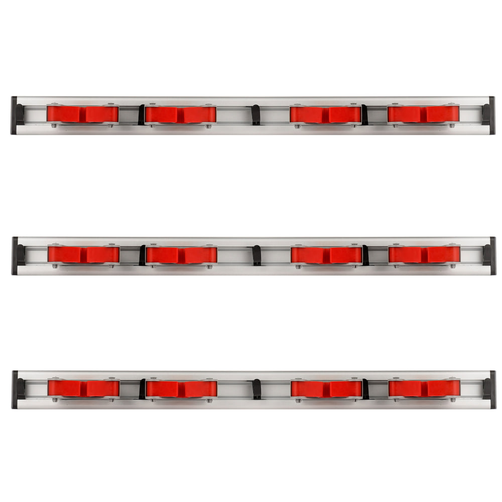 Alpine 5-Hook Mop And Broom Holders, 1-3/4in x 20in 2-7/16in, Red/Gray, Pack Of 3 Racks MPN:ALP498-4-3PK