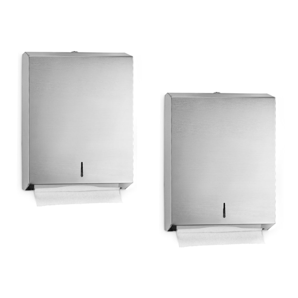 Alpine Industries Stainless Steel Brushed C-Fold/Multi-Fold Paper Towel Dispensers, Pack Of 2 Dispensers MPN:ALP480-2PK