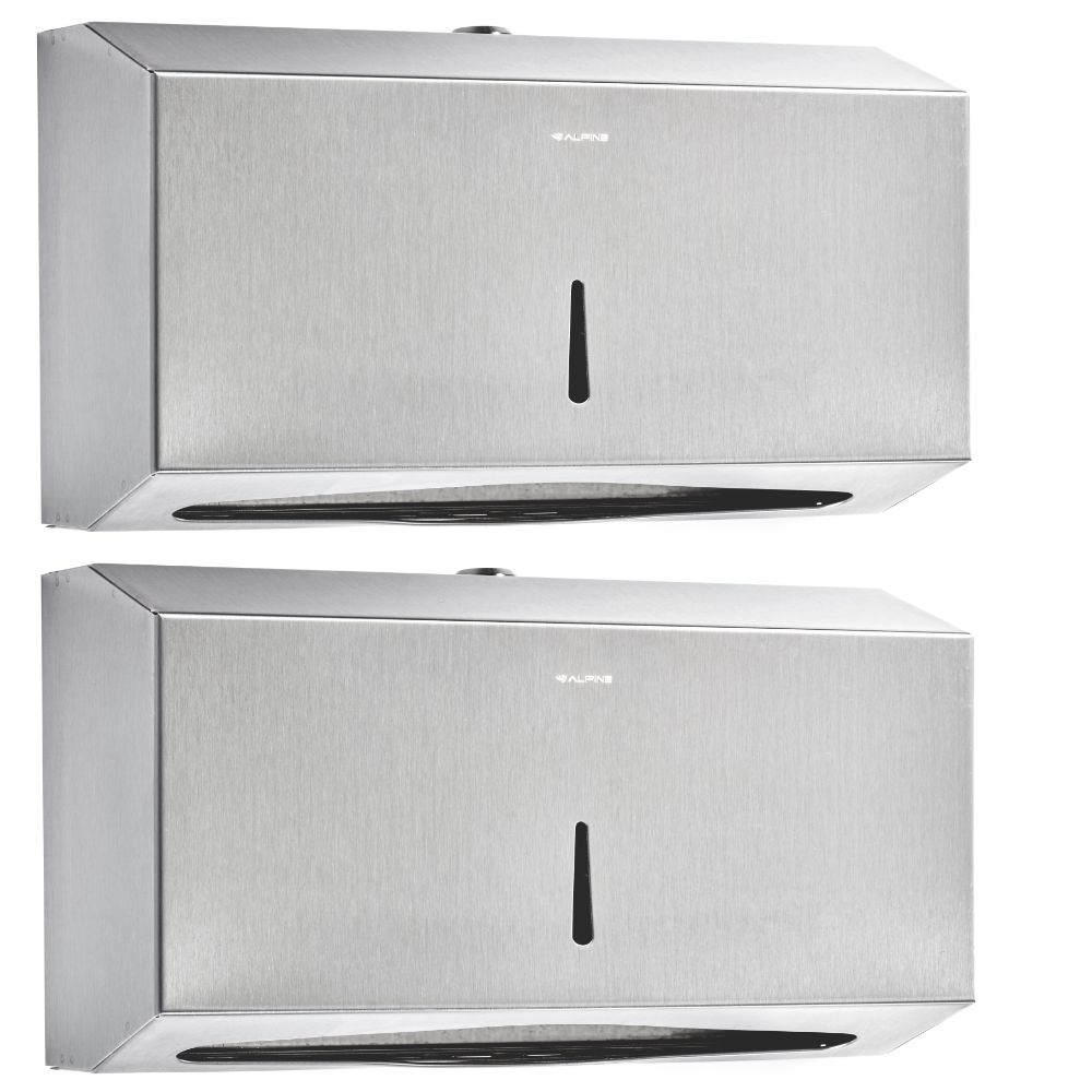 Alpine Industries Stainless Steel C-Fold/Multi-Fold Paper Towel Dispensers, Pack Of 2 Dispensers MPN:ALP481S-2PK