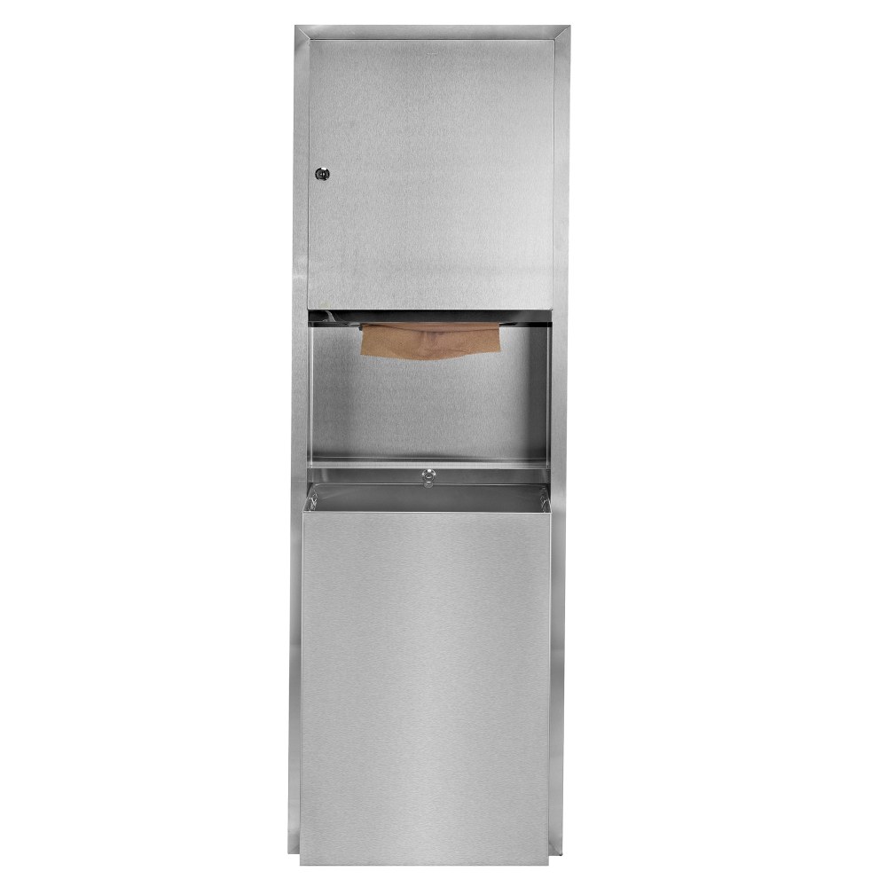 Alpine Stainless-Steel Recessed Paper Towel Dispenser/Waste Receptacle, 12 Gallon, 56inH x 17inW x 4inD, Silver MPN:ALP492
