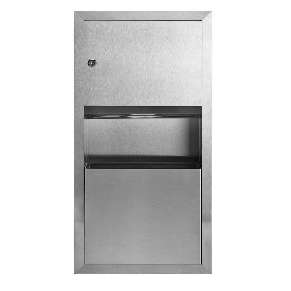 Alpine Surface-Mounted Paper Towel Dispenser/Waste Receptacle, 28inx 14inx 4in, Silver MPN:ALP494