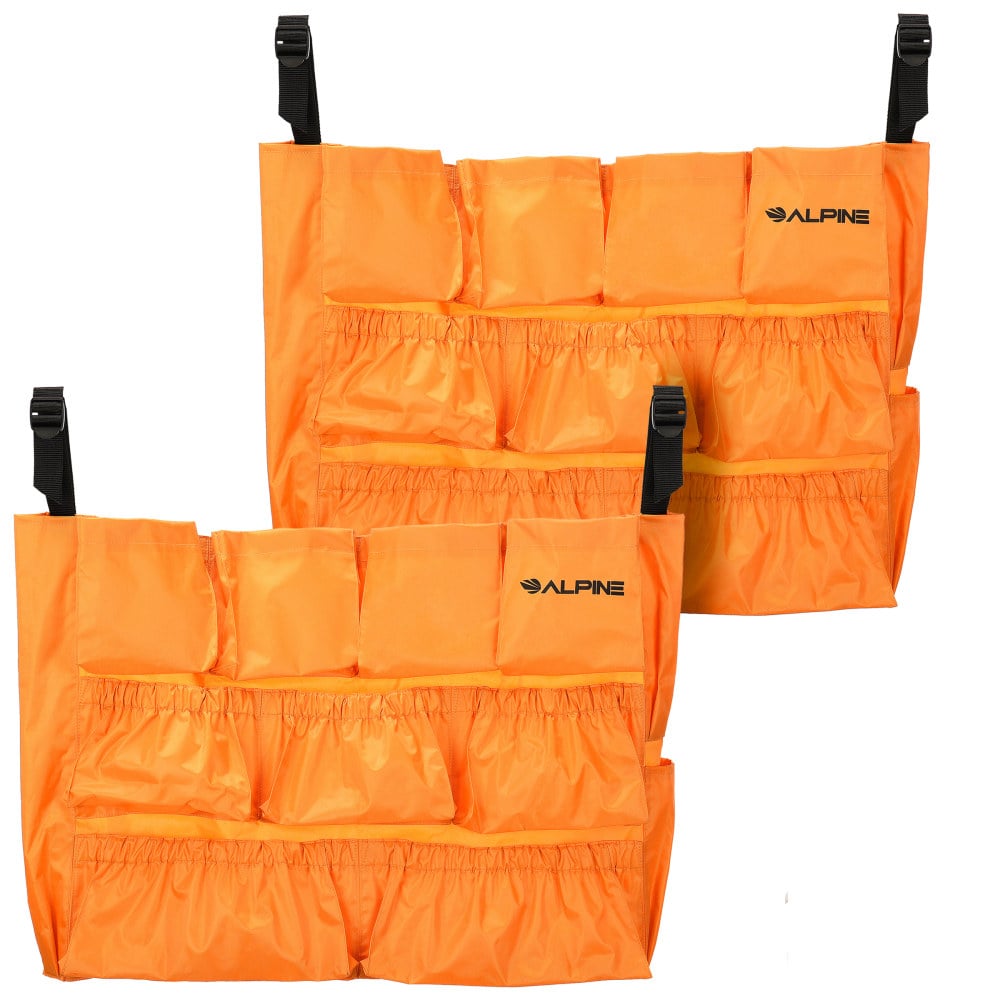 Alpine Caddy Bags For Large Round And Square Trash Cans, 12-Compartment, 19-1/2inH x 29inW x 1-3/4inD, Orange, Pack Of 2 Bags MPN:ALP4777-1-2PK