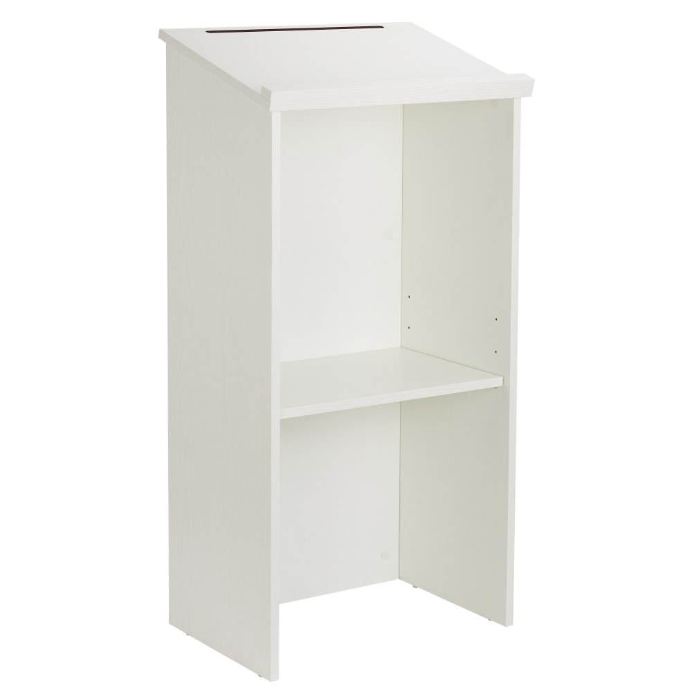 Alpine AdirOffice Stand-Up Floor Podium Lectern, 45-13/16inH x 23inW x 15inD, White MPN:ADI661-01-WHI