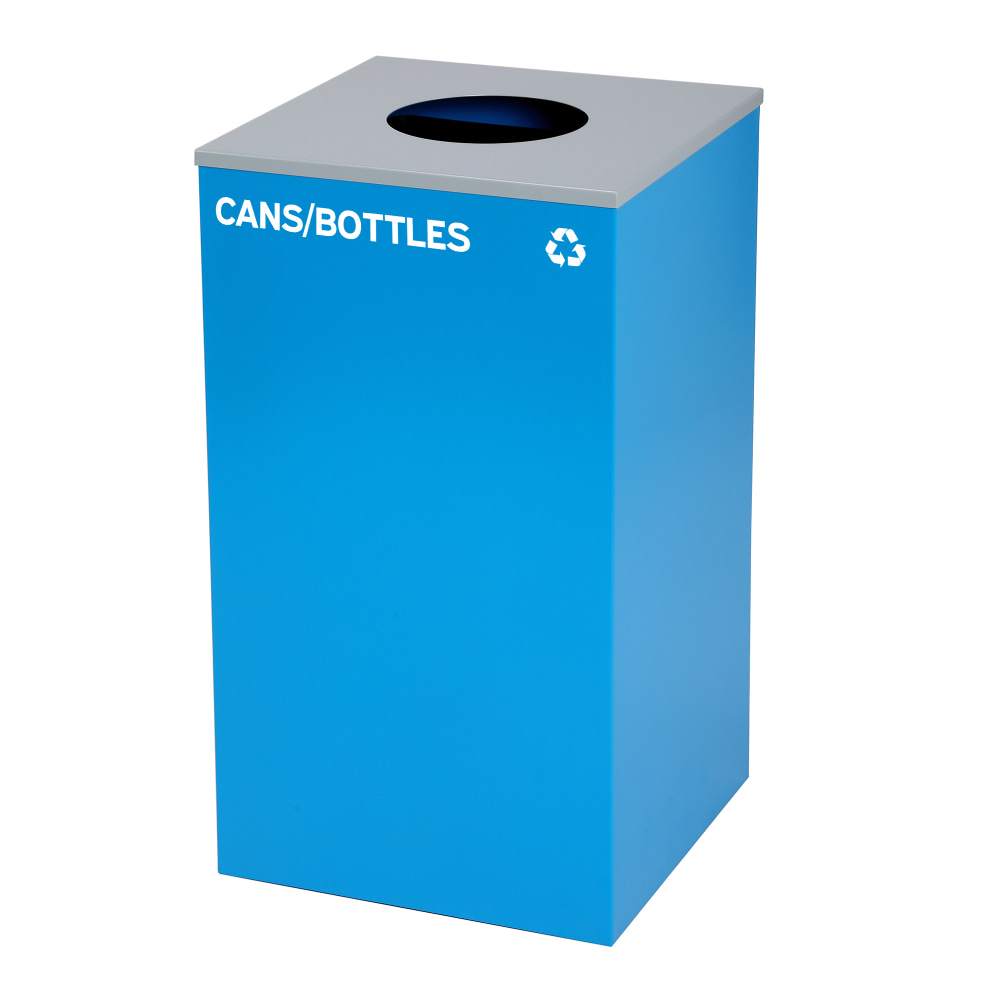 Alpine Industries Stainless Steel Cans/Bottles Recycling Bin With Circle Lid, 29 Gal, 30inH x 16-15/16inW x 16-15/16inD, Blue MPN:ALP4450KITBLU-C-CB