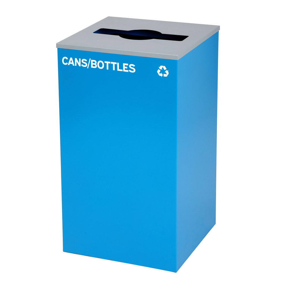 Alpine Industries Stainless Steel Cans/Bottles Recycling Bin With Mixed Lid, 29 Gal, 30inH x 16-15/16inW x 16-15/16inD, Blue MPN:ALP4450KITBLU-M-CB