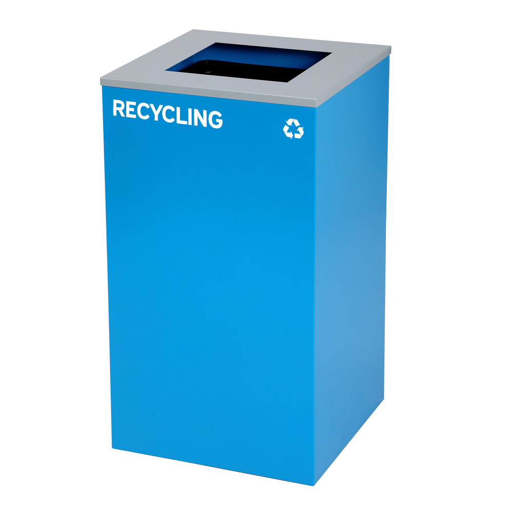 Alpine Industries Stainless Steel Recycling Bin With Square Lid, 29 Gal, 30inH x 16-15/16inW x 16-15/16inD, Blue, ALP4450KITBLUSRE MPN:ALP4450KITBLU-S-RE