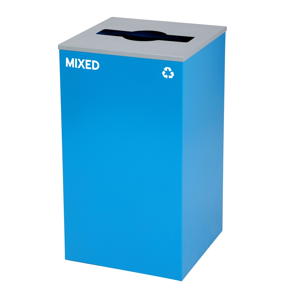 Alpine Industries Stainless Steel Mixed Recycling Bin With Mixed Lid, 29 Gal, 30inH x 16-15/16inW x 16-15/16inD, Blue MPN:ALP4450KITBLUM-MIX