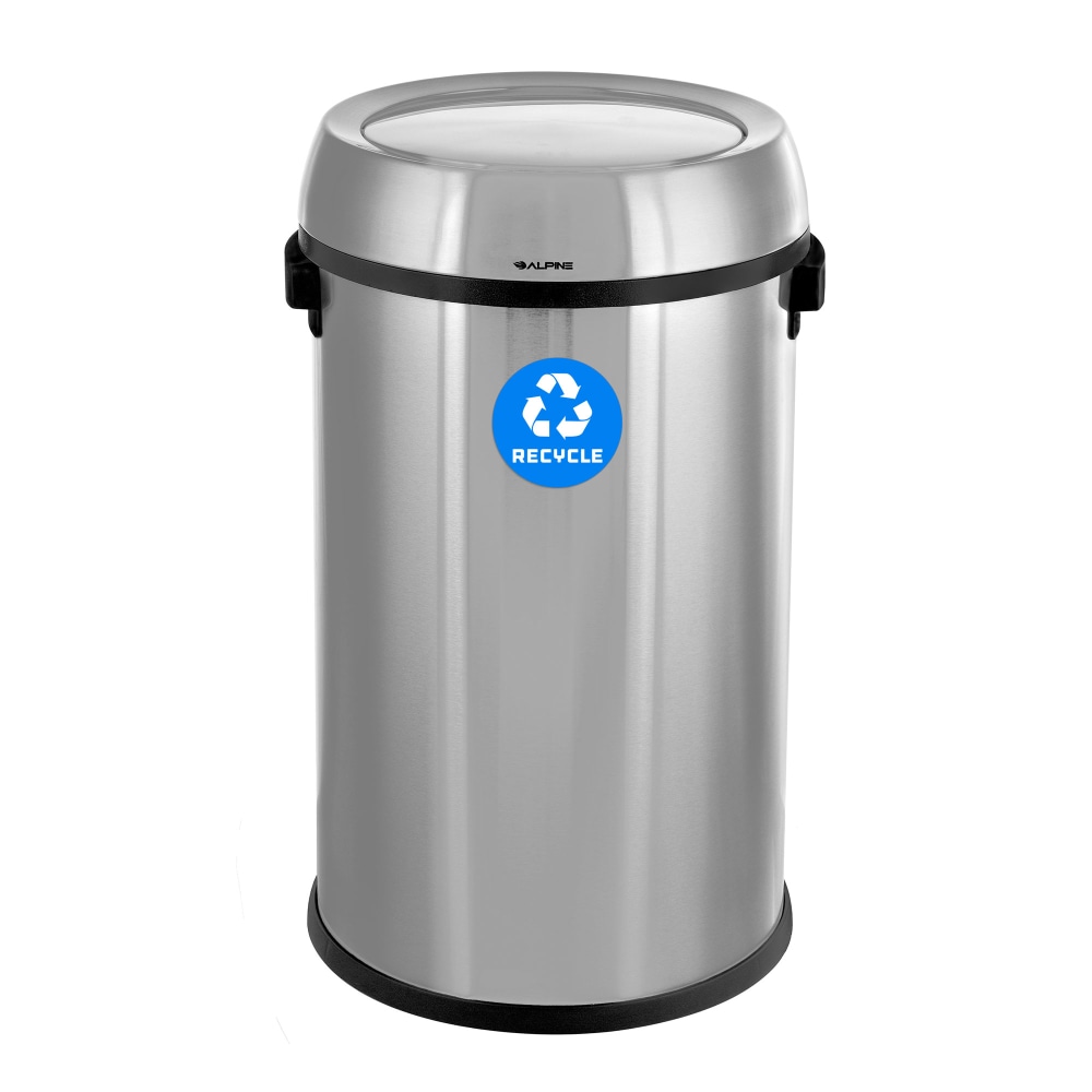 Alpine Industries Stainless Steel Indoor Recycling Receptacle With Swivel Lid, 17 Gallons, Silver MPN:ALP470-65L-1-R